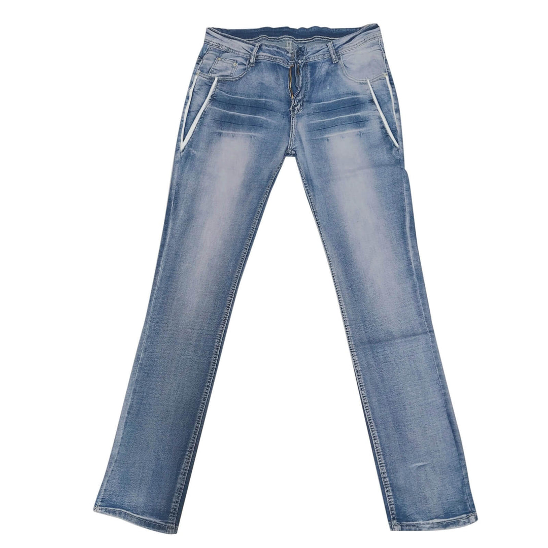 Jeans de corte bota para mujer con detalles de banderas – Madison