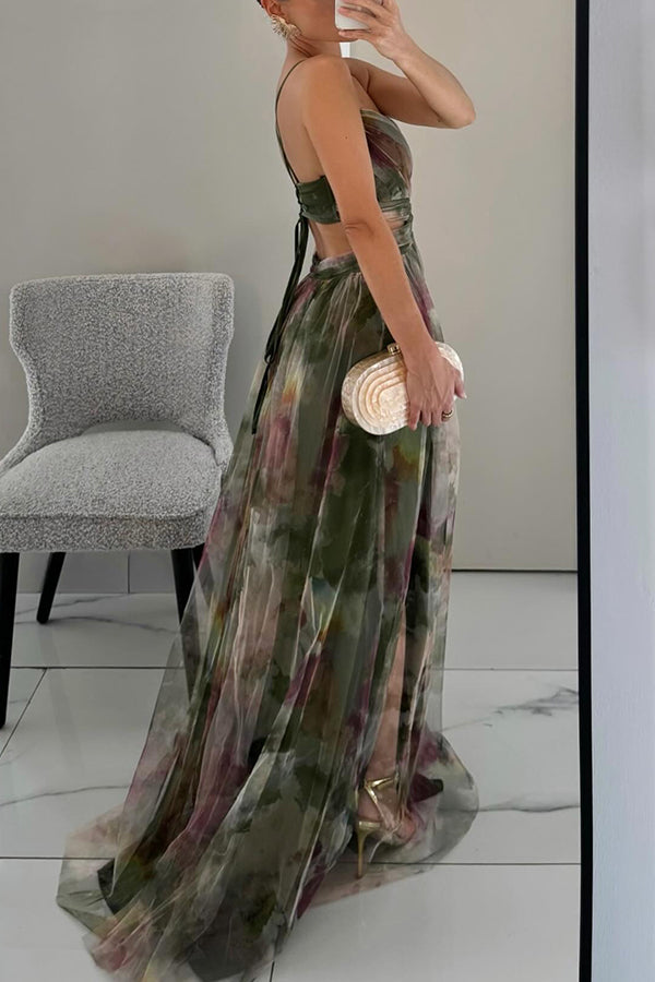 Elegantes Mesh-Maxikleid mit Figurbetontem Schnitt – Camille