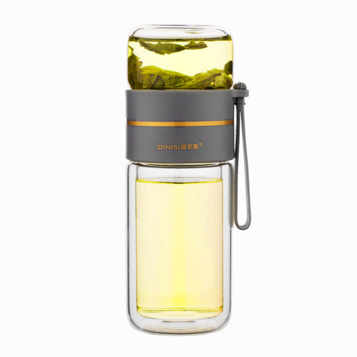 Botella de agua de vidrio de doble pared con colador para té - PureBrew