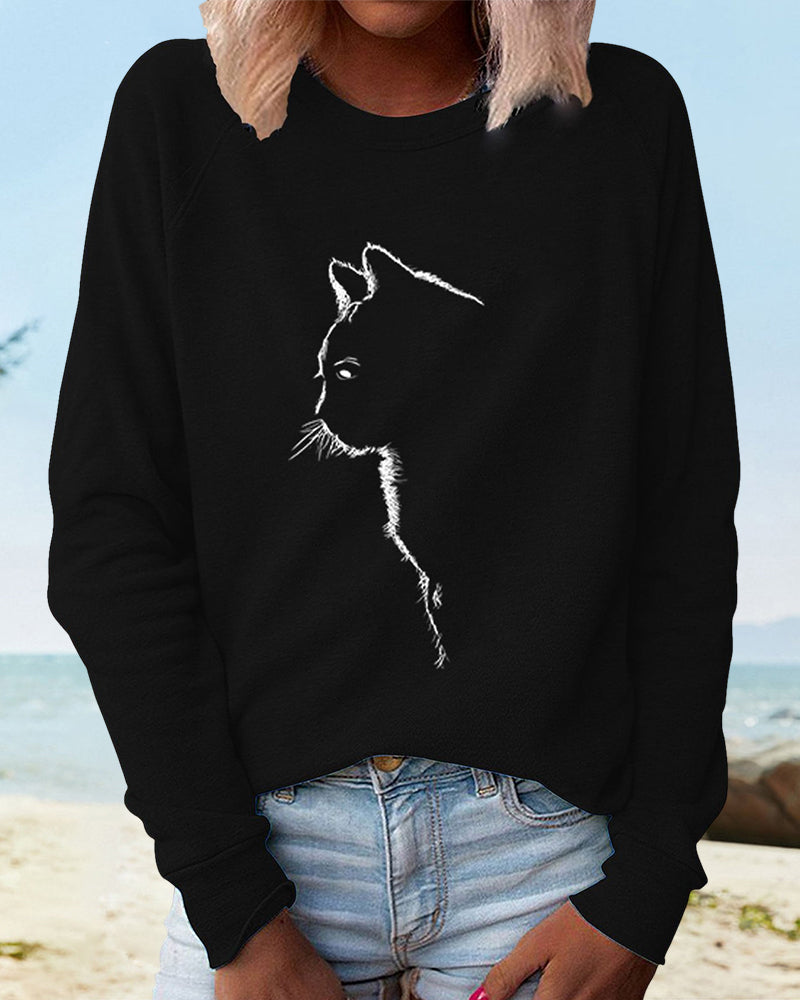 Sweatshirt with Cat Print – Paws