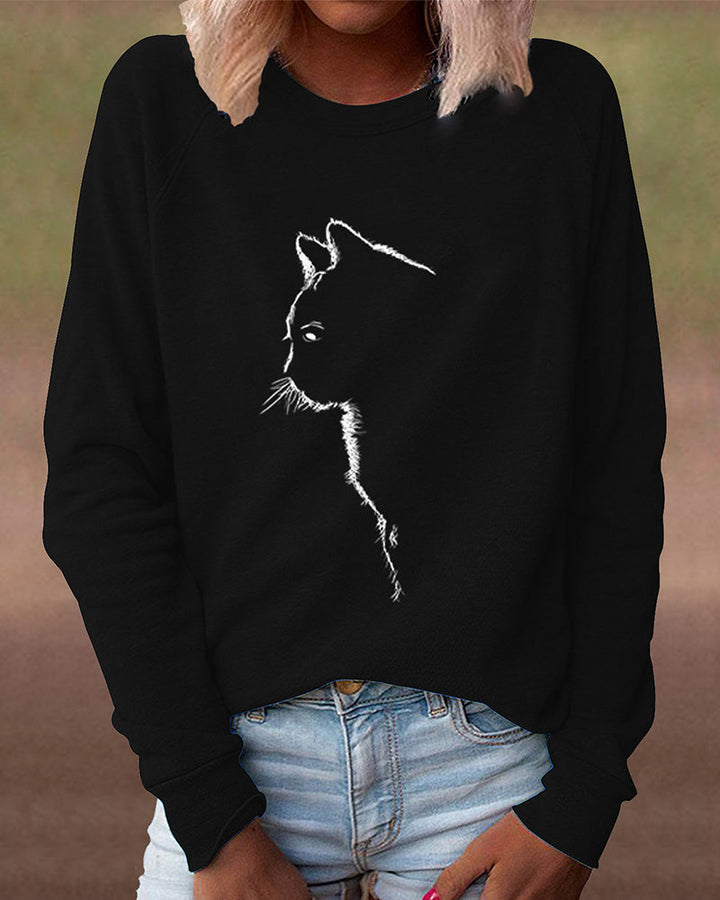 Sweatshirt with Cat Print – Paws
