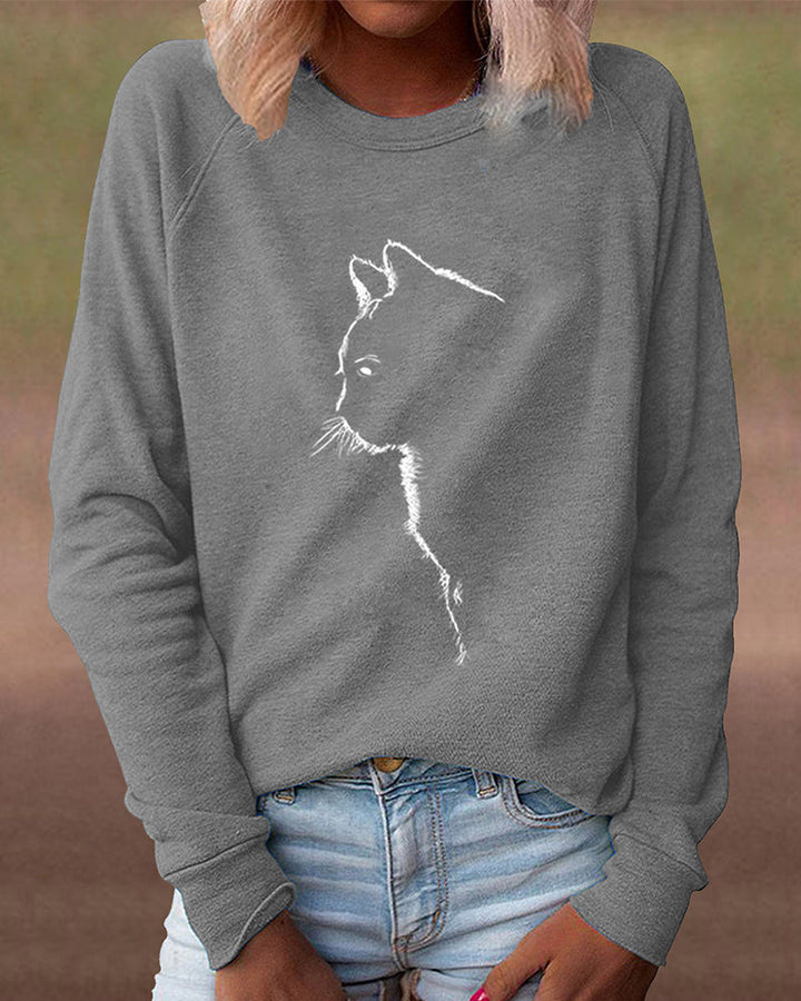 Sweatshirt with Cat Print – Paws