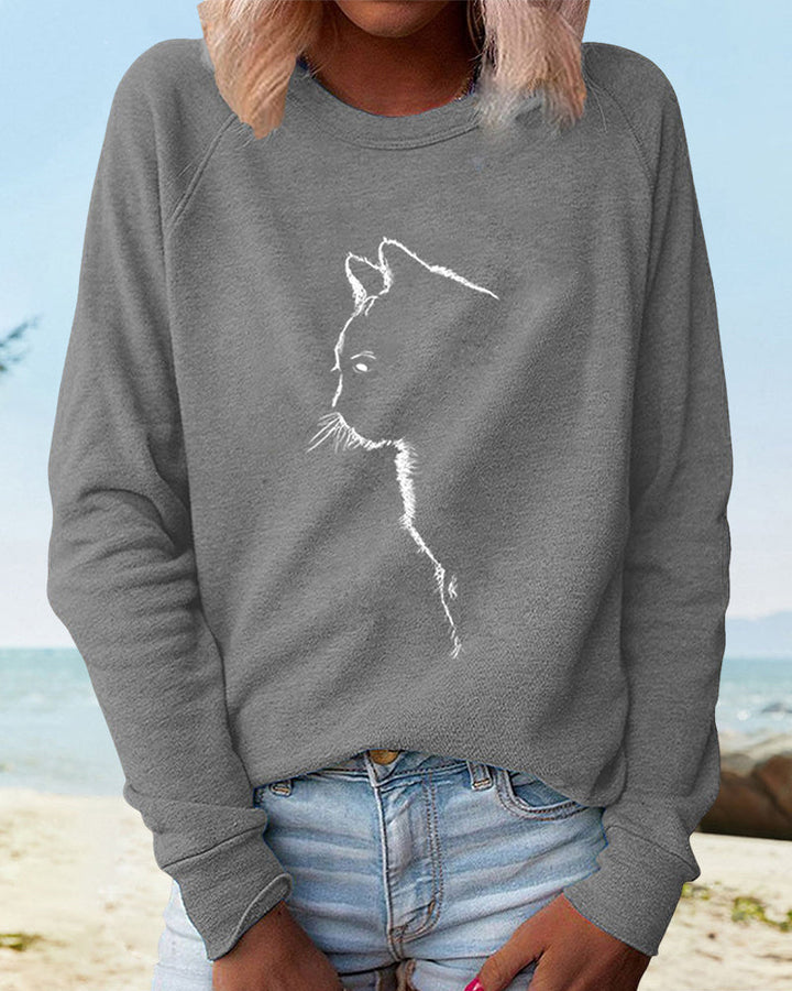 Sweatshirt with Cat Print – Paws