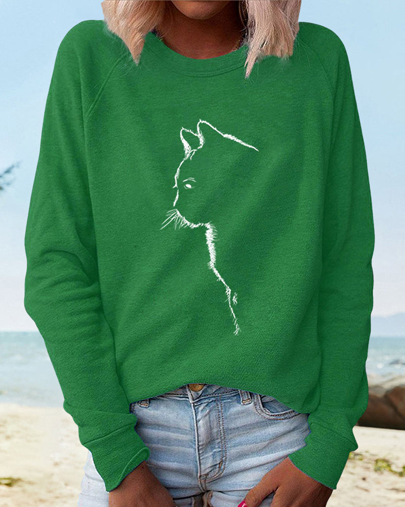 Sweatshirt with Cat Print – Paws