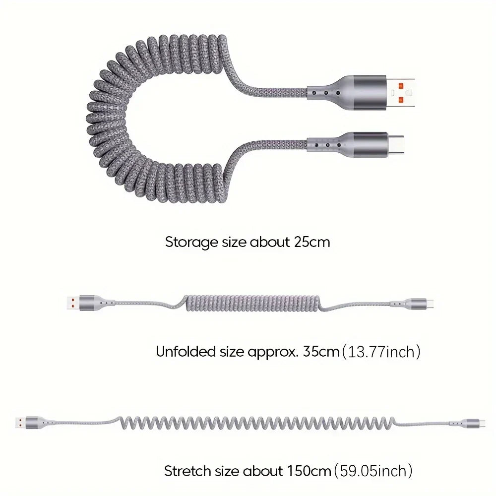 100W USB-C Spring Charging Cable with High-Speed Data Transfer – Buy 1, Get 1 FREE-B USB TO C-State of Style