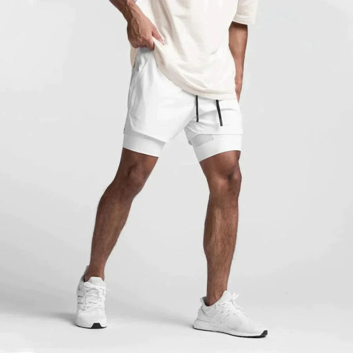 2-i-1 herre sportsshorts åndbare med indershorts træning - Noah