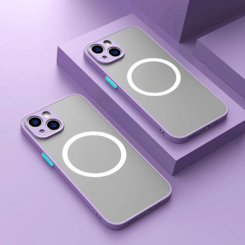 Mattes magnetisk mobilcover med Magsafe og faldbeskyttelse – 1+1 GRATIS