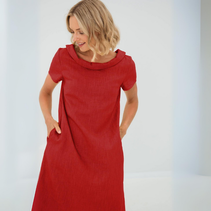 Stylish summer dress made of linen-cotton blend - LinaLuft