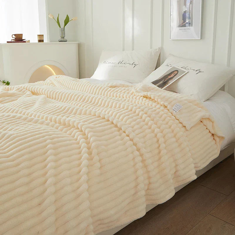 Wide Striped Flannel Fleece Blanket – CozyStripe