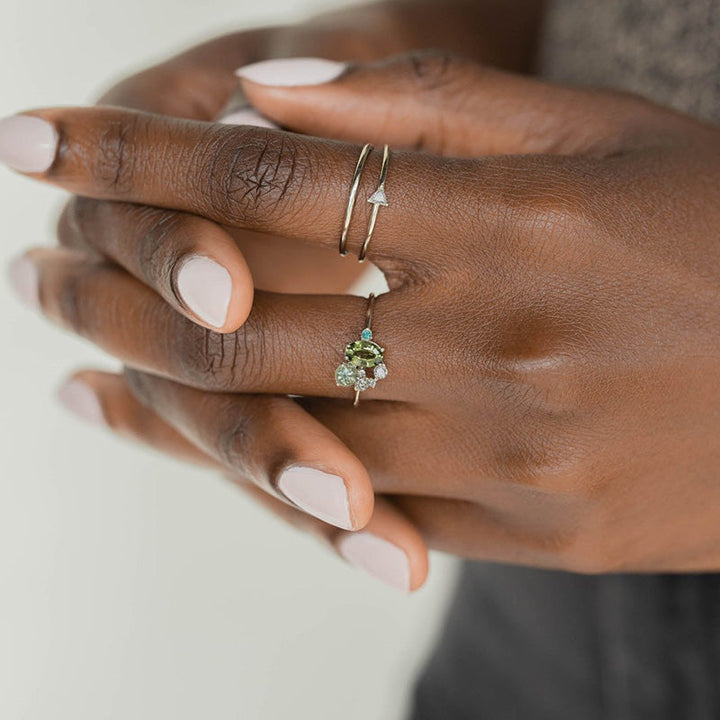 Natural Peridot with Zircon Ring – Selene