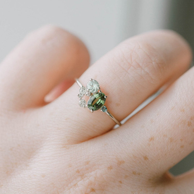 Natural Peridot with Zircon Ring – Selene