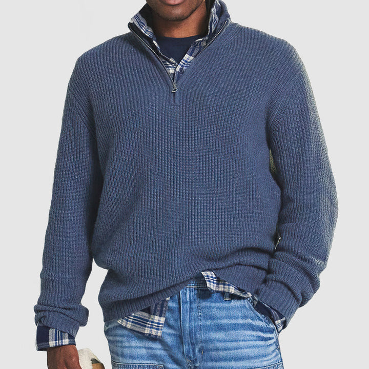 Business-Casual Men's Sweater with Zipper - Vincent