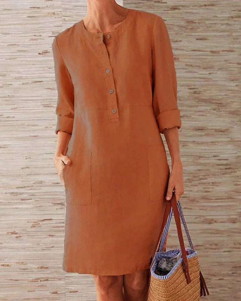 Elegant summer dress with button placket – Allegra