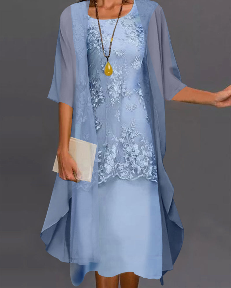 Elegante vestido de gasa de dos piezas – Viviana