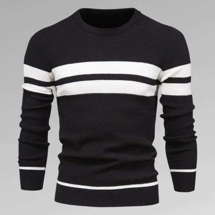 Men's Striped Knit Sweater with Crew Neck – Fabio