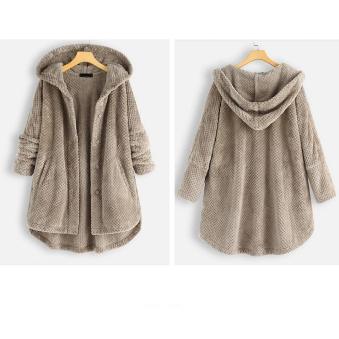 Trendy fleecejakke med hætte og trendy snit - FleeceLux