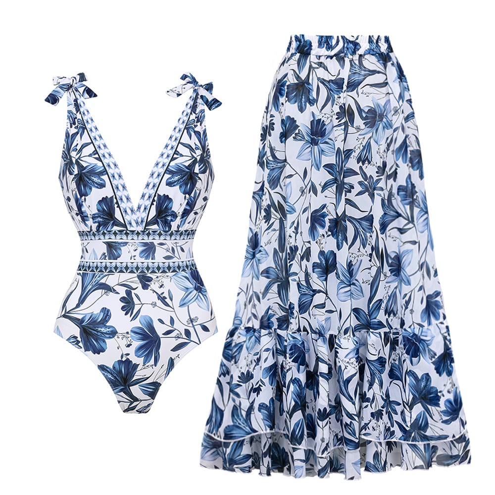 Stylish Swimsuit Set with Skirt – Nele