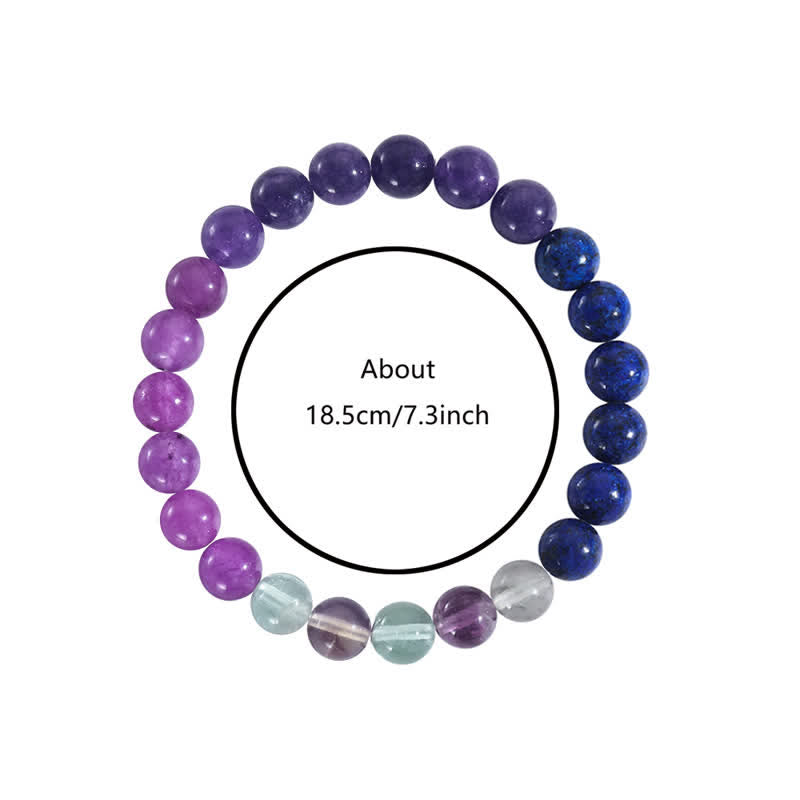 Anti-angst armbånd med ametyst, lepidolit og lapis lazuli - Aurora