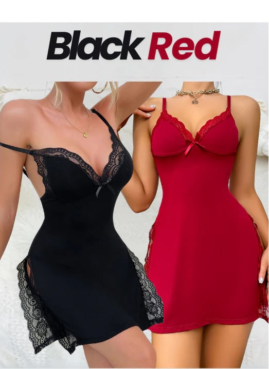 Seductive lace nightgown with V-neck – Loreen