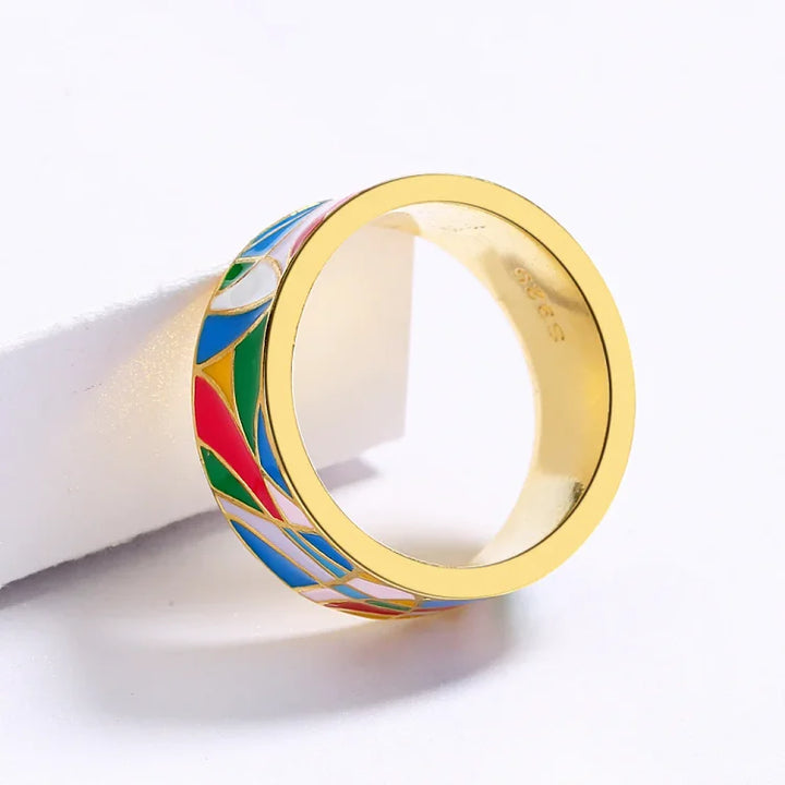 Klassisk emalje-zirkonia-ring – Nadia