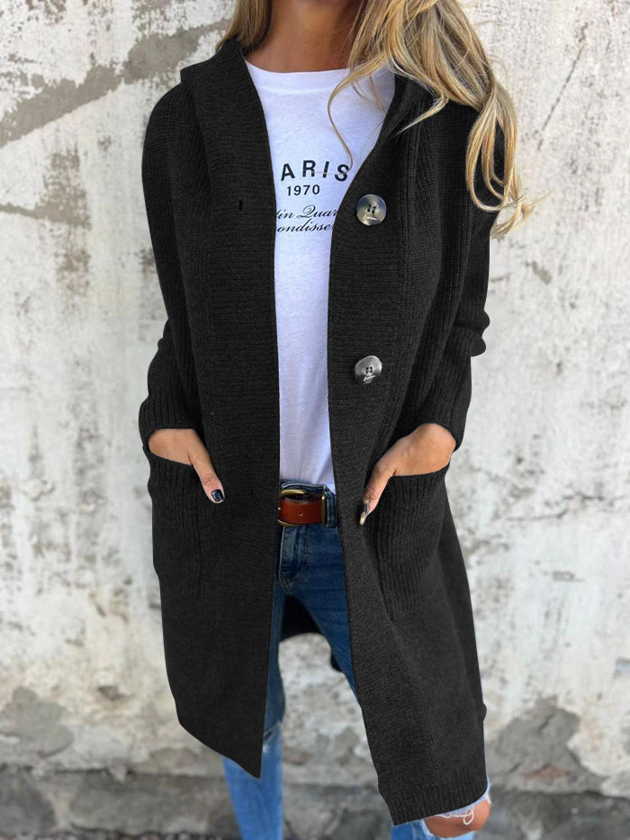 Knitted Long Women's Vest with Hood - Liv