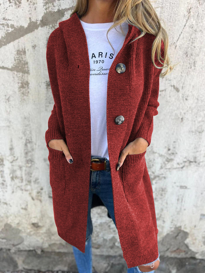 Knitted Long Women's Vest with Hood - Liv