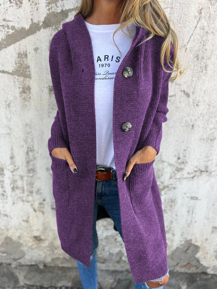 Knitted Long Women's Vest with Hood - Liv