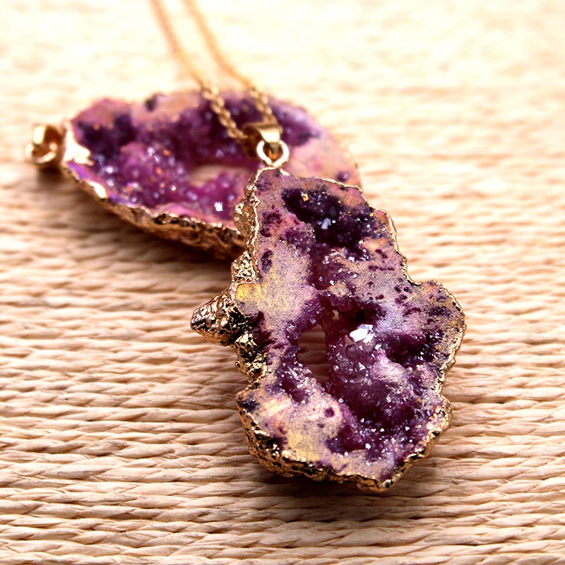 Naturlig krystall-geode anheng – Gaia