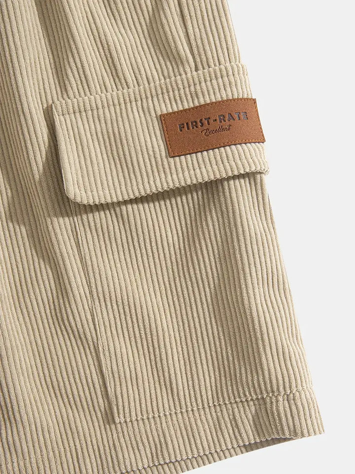 Trendy beige kordfløjls cargo sommerbukser – Tobias