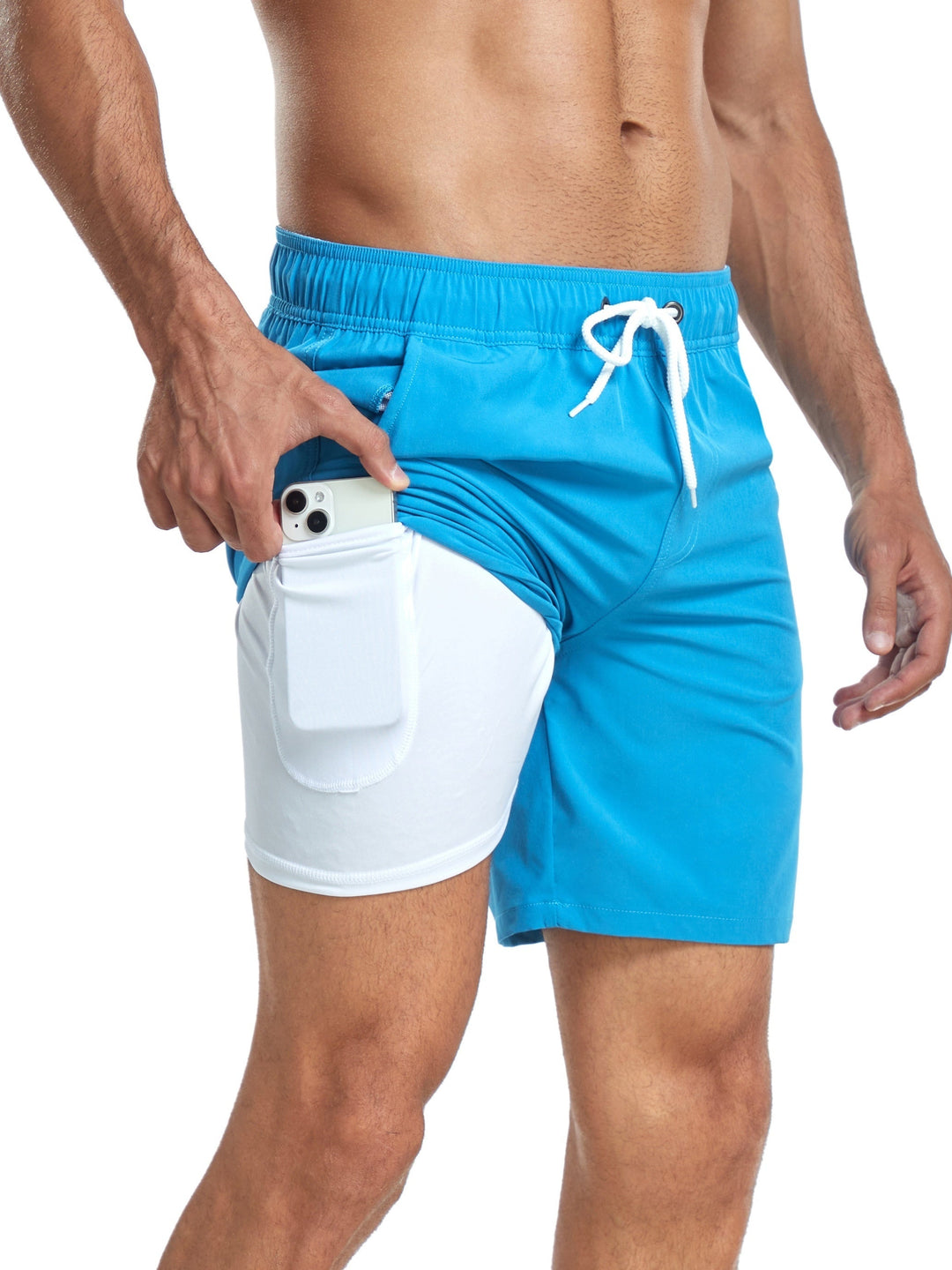 Hurtigtørrende herre bade-shorts med stretch og mobiltelefonlomme – Jonas