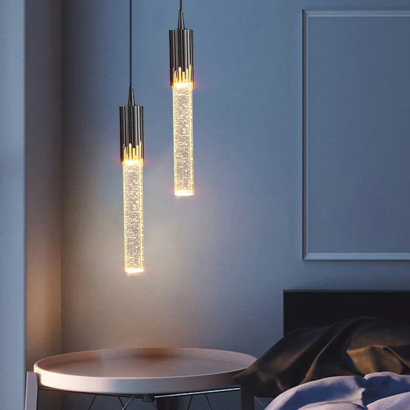 Glass pendant lamp in cylinder shape - Lustreau