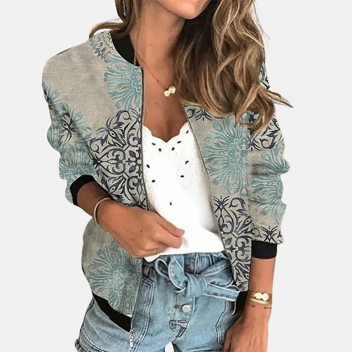 Chaqueta bomber retro para mujer con estampado – Zoë