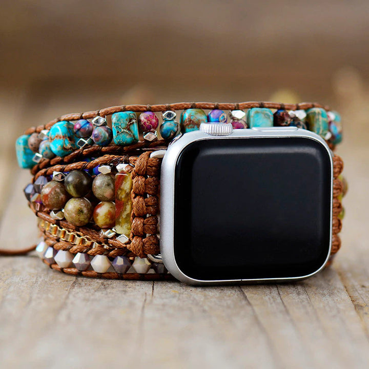 Jaspis- og Onyx-Boho-armbånd til Apple Watch – Lyra