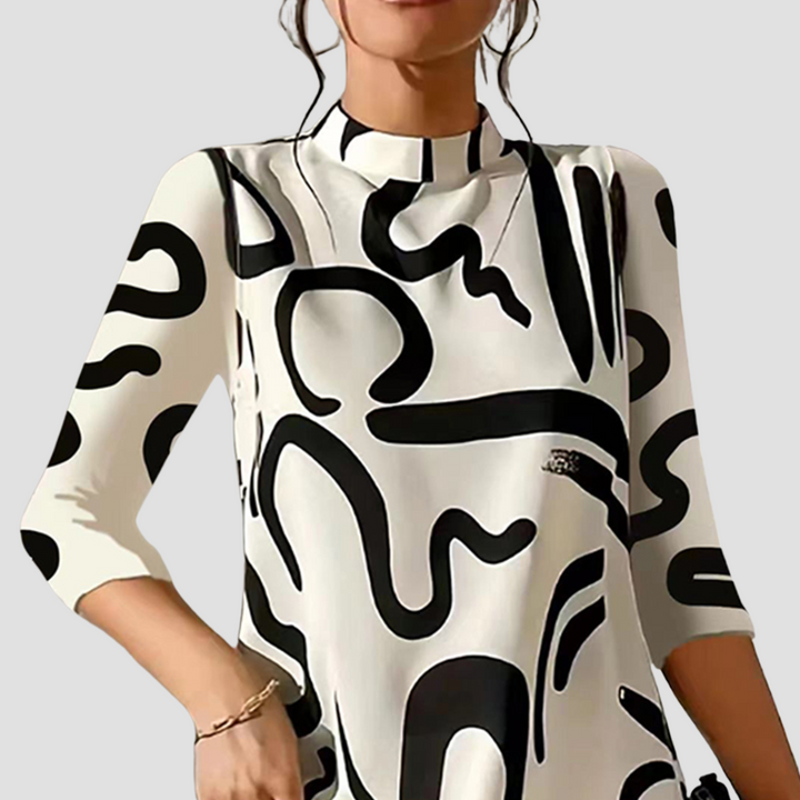 Vestido corto con mangas largas y escote redondo – Elanora
