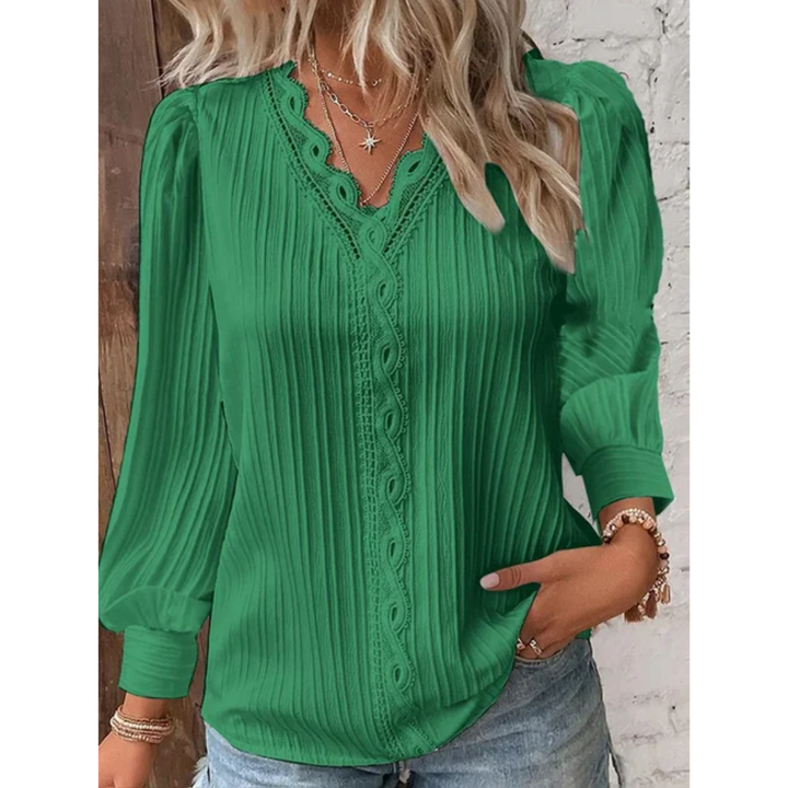 Blusa elegante para mujer con escote en V y manga larga – Alvara