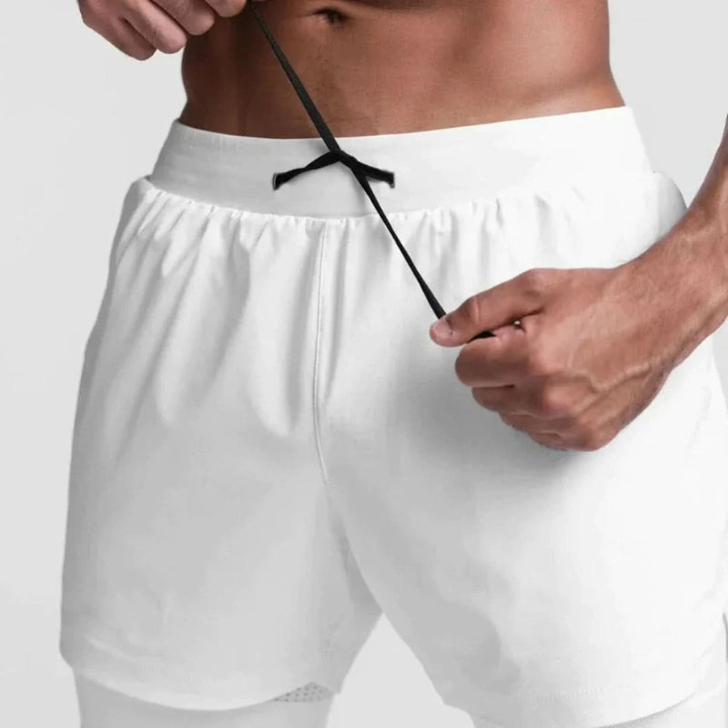 2-i-1 herre sportsshorts åndbare med indershorts træning - Noah
