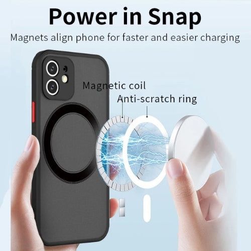 Mattes magnetisk mobilcover med Magsafe og faldbeskyttelse – 1+1 GRATIS