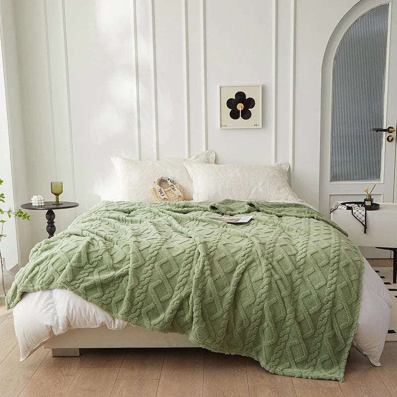 To-sidet tyk lammeuldtæppe - CozyLuxe