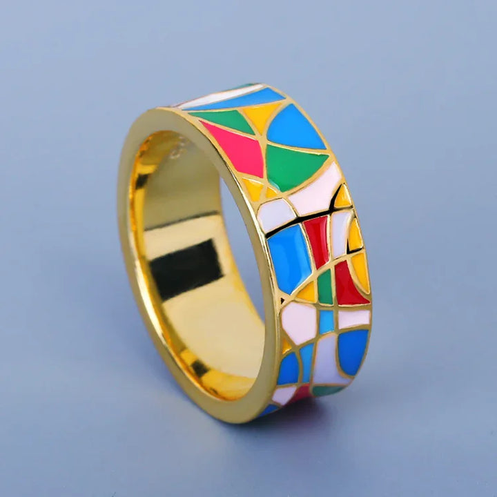 Klassisk emalje-zirkonia-ring – Nadia
