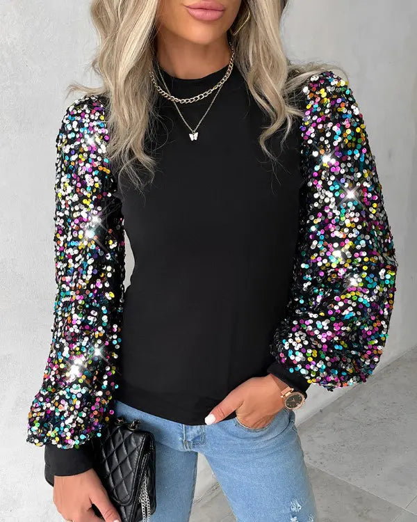 Blusa de moda para mujer con mangas globo de colores - Lorena