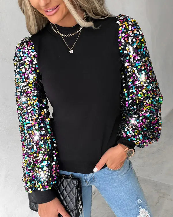 Blusa de moda para mujer con mangas globo de colores - Lorena