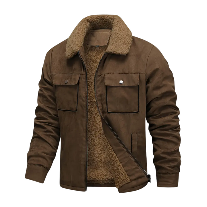 Men's outdoor jacket lined with teddy fleece & notch collar – Corvin