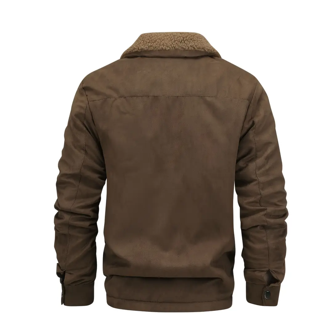 Men's outdoor jacket lined with teddy fleece & notch collar – Corvin