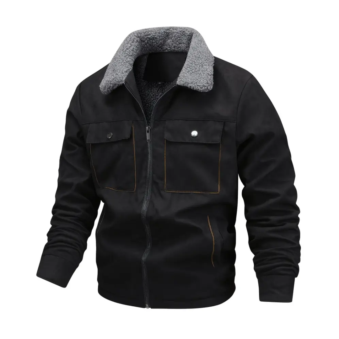 Men's outdoor jacket lined with teddy fleece & notch collar – Corvin