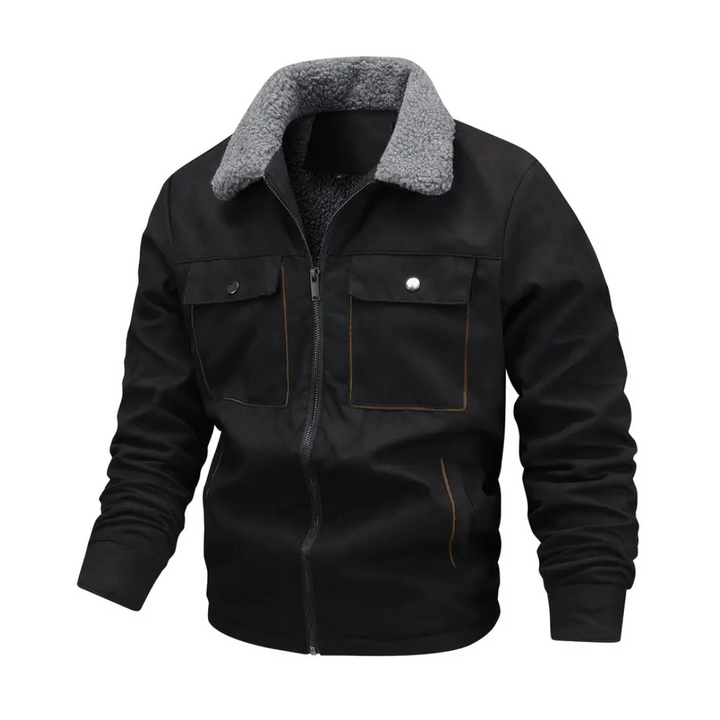 Men's outdoor jacket lined with teddy fleece & notch collar – Corvin