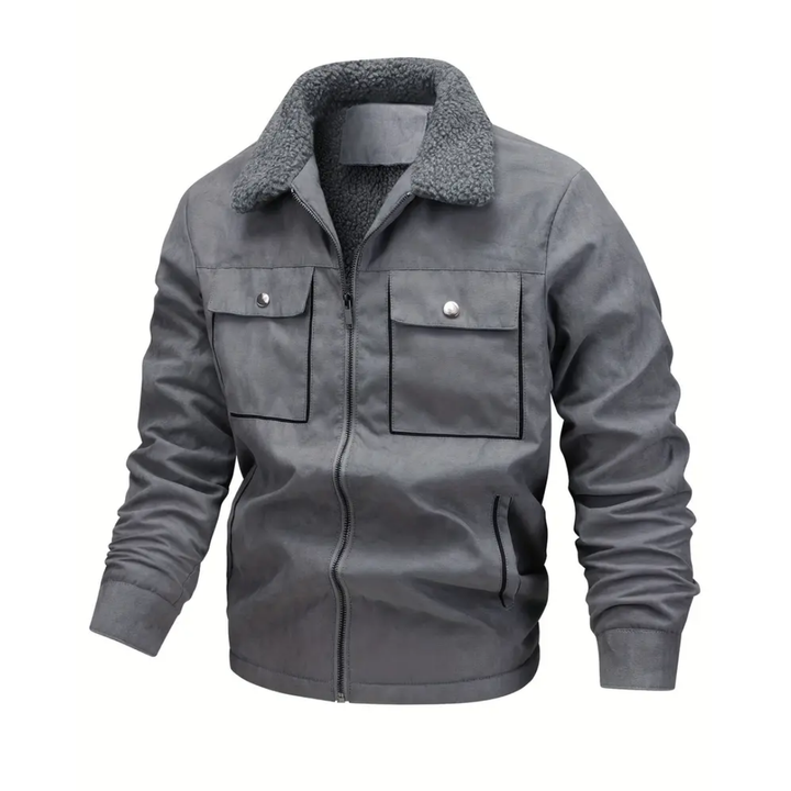 Men's outdoor jacket lined with teddy fleece & notch collar – Corvin