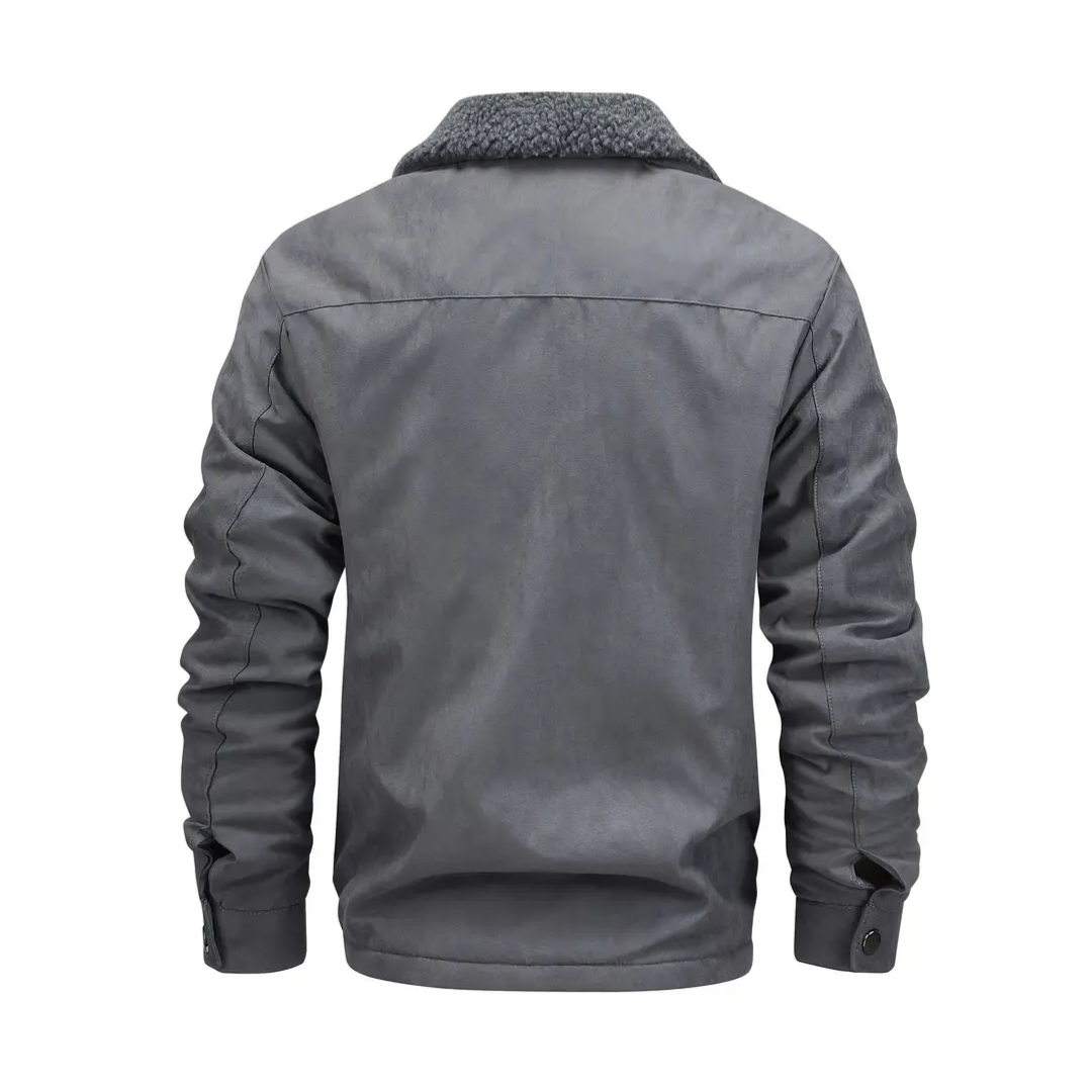 Men's outdoor jacket lined with teddy fleece & notch collar – Corvin
