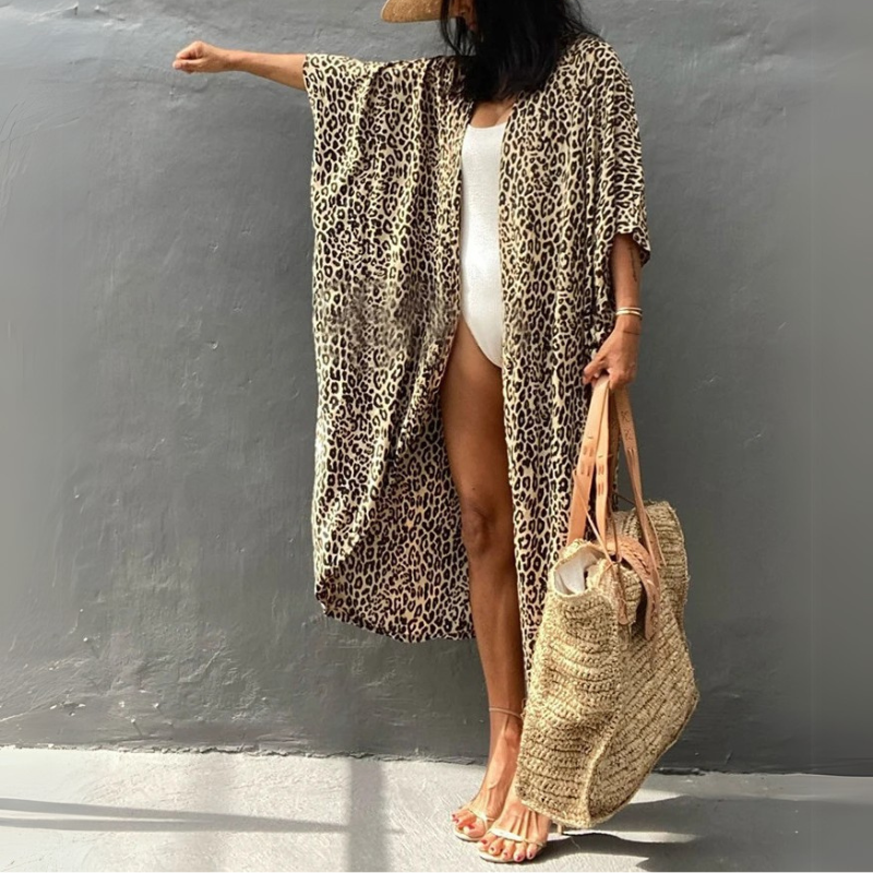 Boho chiffon beach blouse with kimono sleeves – Ziva