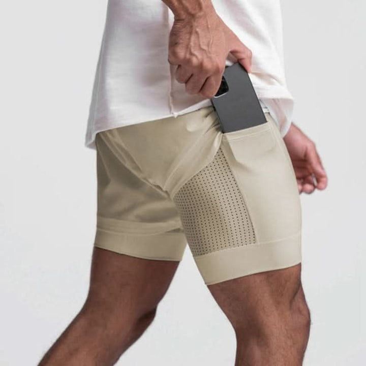 2-i-1 herre sportsshorts åndbare med indershorts træning - Noah