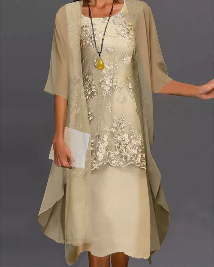 Elegante vestido de gasa de dos piezas – Viviana